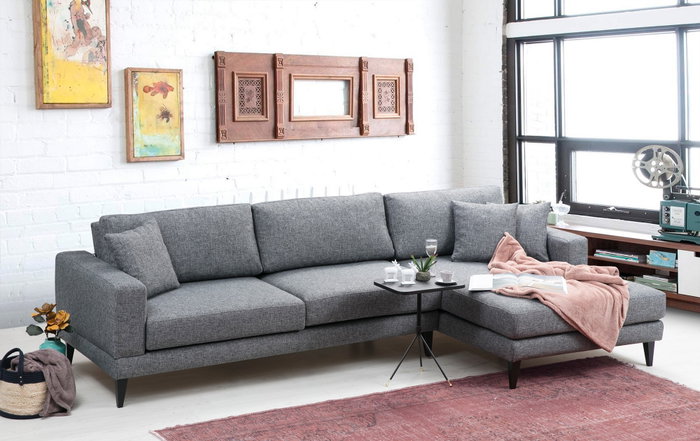 Atelier Del Sofa Sofá Cama Esquinero Derecho Nordic Corner L3+Chl Gris Oscuro 303x160 cm